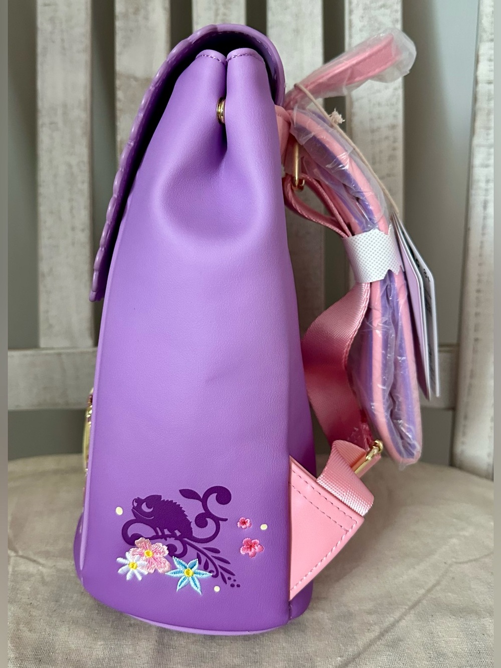 Loungefly Tangled Rapunzel’s Exclusive Floral Flap Mini Backpack with Coin Bag - Picture 2 of 10